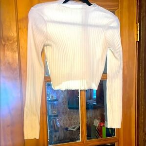 ZARA Cream Ribbed Long Sleeve Sweater, Size M